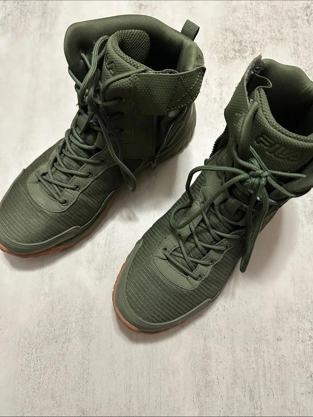 Fila Men's Olive Green Military-Style High-Top Boots